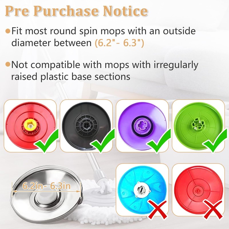 6 Pack Spin Mop Replacement Head For 360 Spin Mop System Standard Size Round Sha gallery