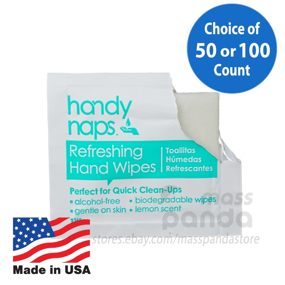 HandyNaps Refreshing Hand Wipes/Moist Towelettes/Wet Naps, Individually Wrapped gallery