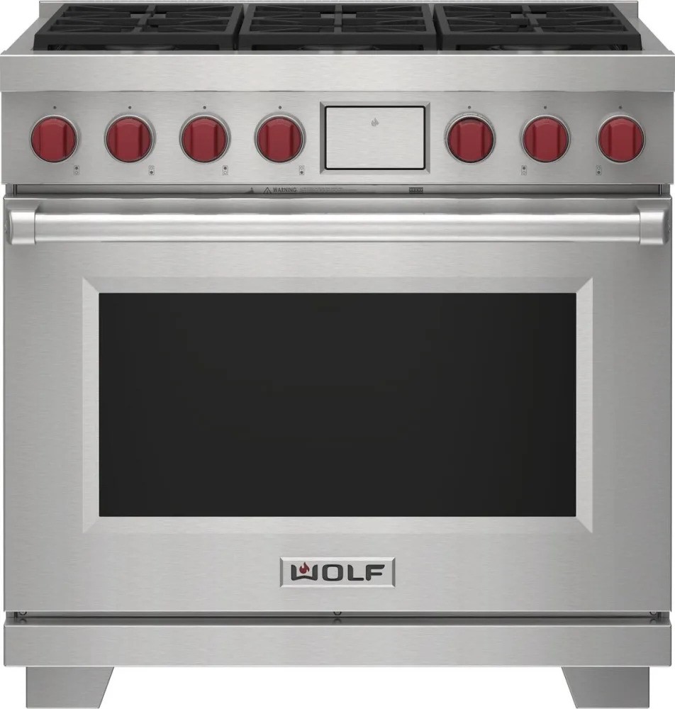NIB Wolf M Series DF36650SPLP 36" Stainless Freestanding Dual-Fuel Smart Range gallery
