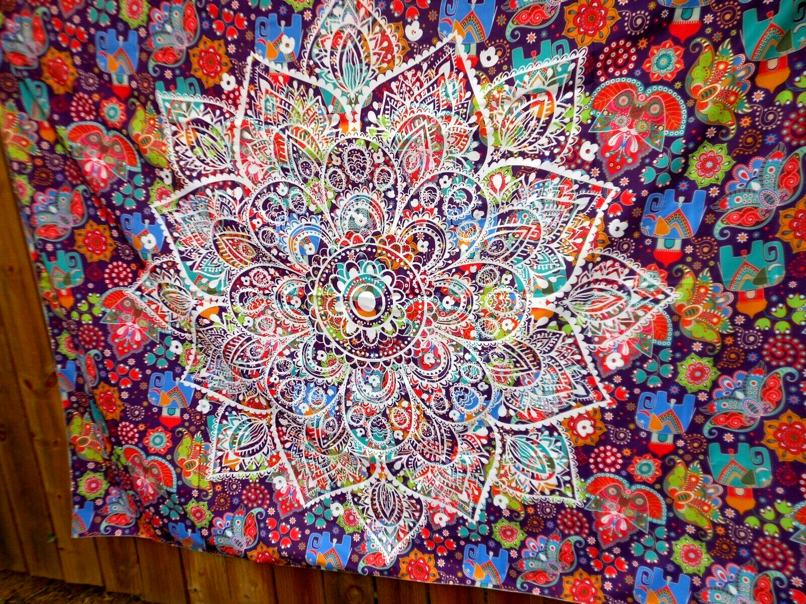 MANDALA ELEPHANT WALL TAPESTRY ~ 58" X 76" ~ MULTI COLOR PURPLE NEW (Z16) gallery
