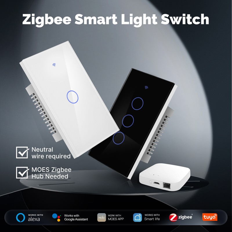 MOES Zigbee Mesh Smart Light Switch Work as Relay Require Neutral Wire Alexa APP gallery