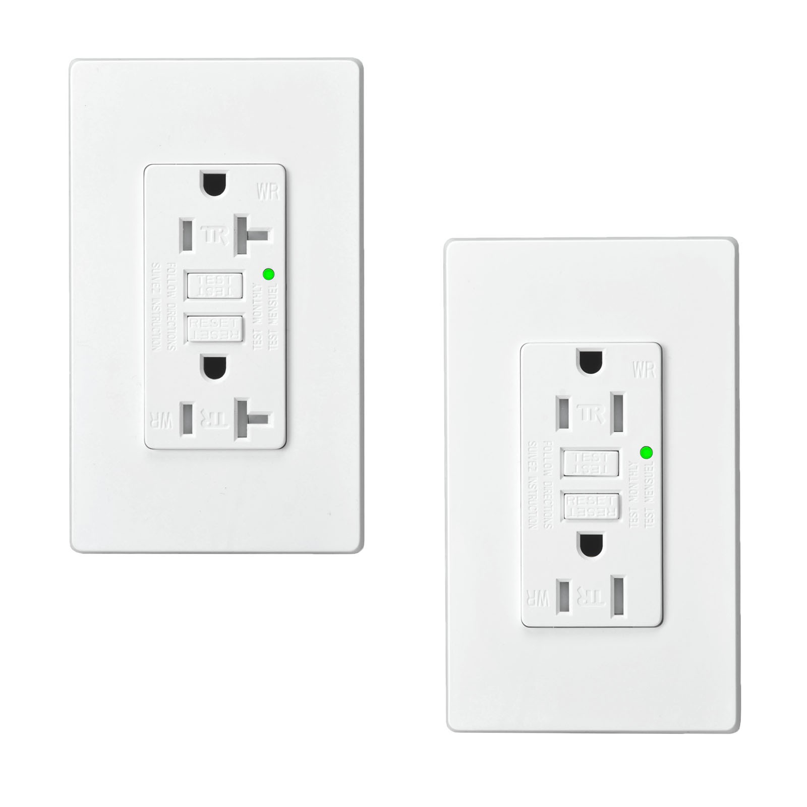 20A GFCI Outlet Tamper Weatherproof Self-Test ETL FCC Listed LED Status 2 Pack gallery