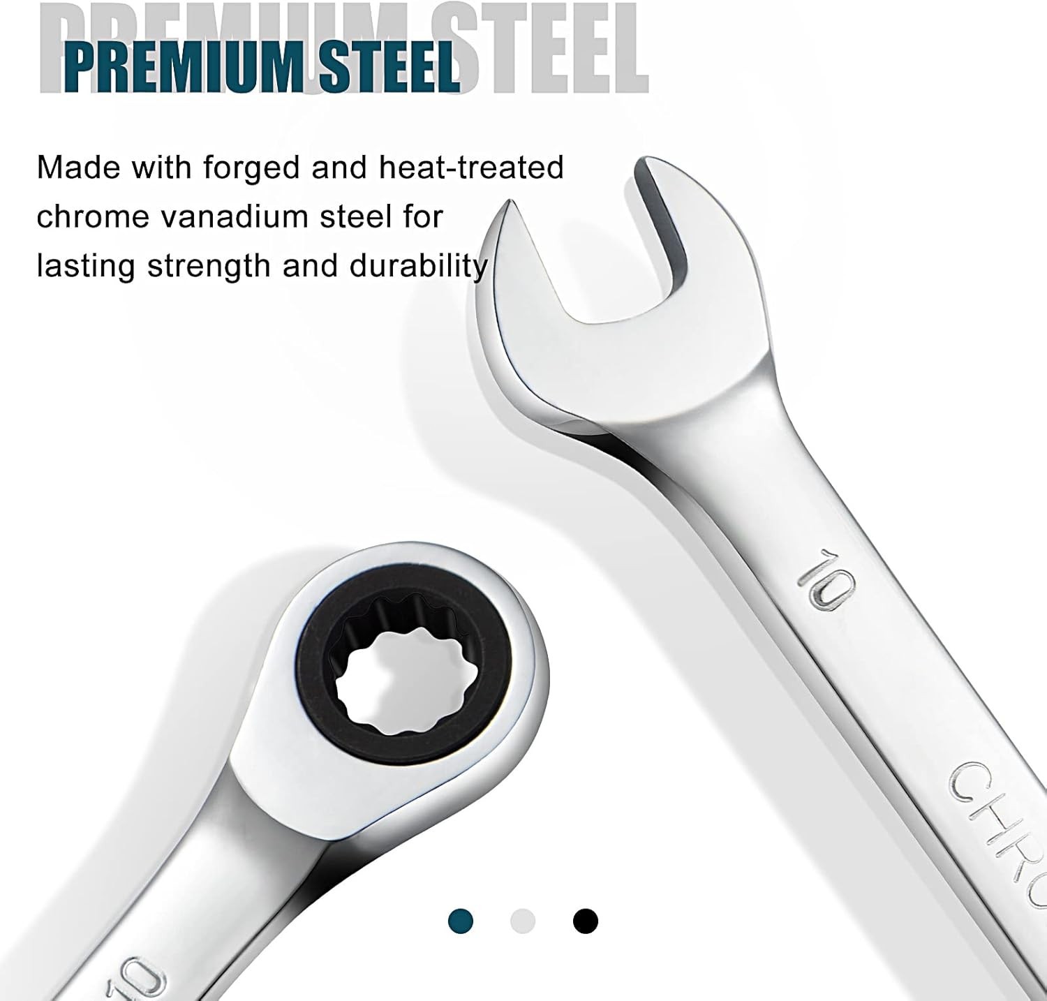 10mm Ratcheting Combination Wrench Chrome Vanadium Steel Gear Wrench Industrial gallery