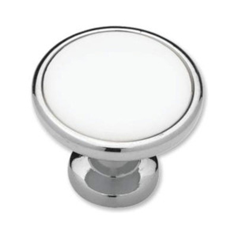 Knob Pull Handle Kitchen Cabinet Hardware Chrome White Ceramic gallery
