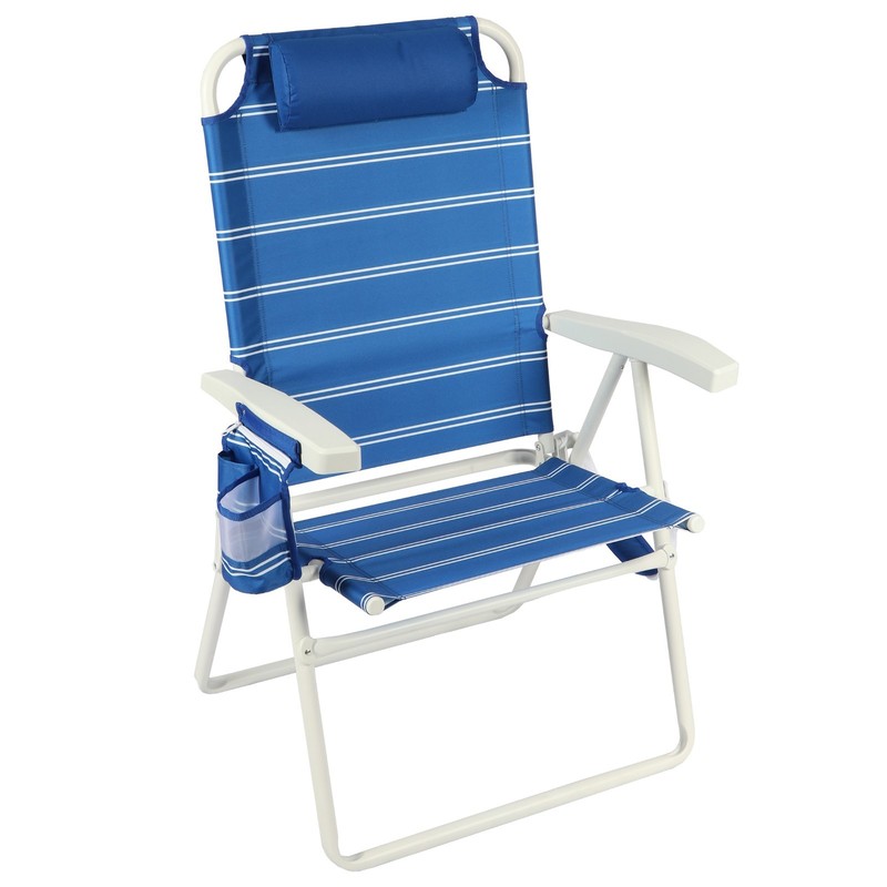 Mainstays Oversize Reclining Beach Chair 4-Position w/ Pillow & Storage gallery
