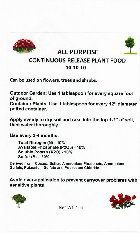 Fertilizer Continuous Release 10-10-10 Plant Food 1 lb Flower Vegetable Shrub gallery
