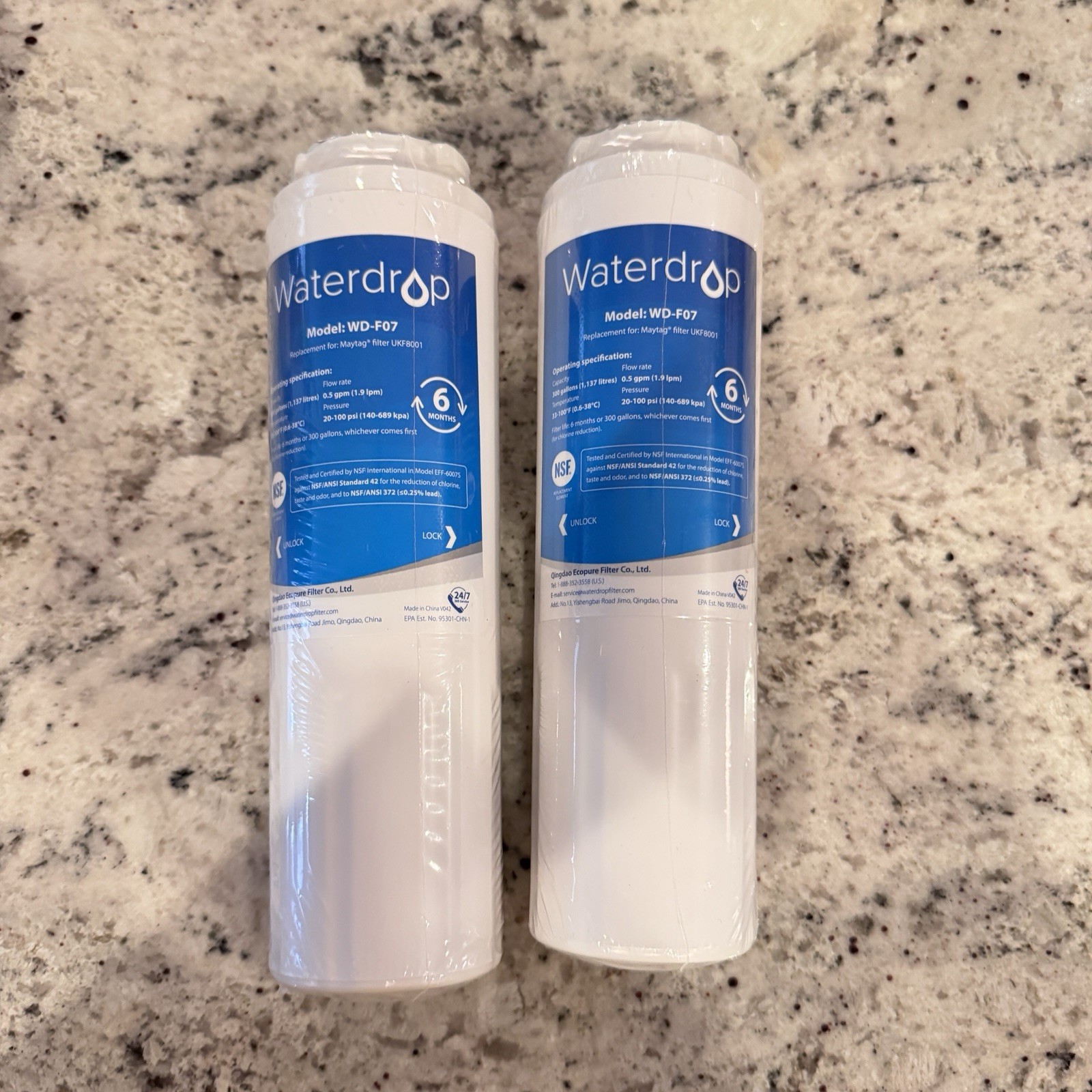 Waterdrop WD-F07 for Maytag UKF8001 Set 2 Replacement Filter Factory Sealed gallery