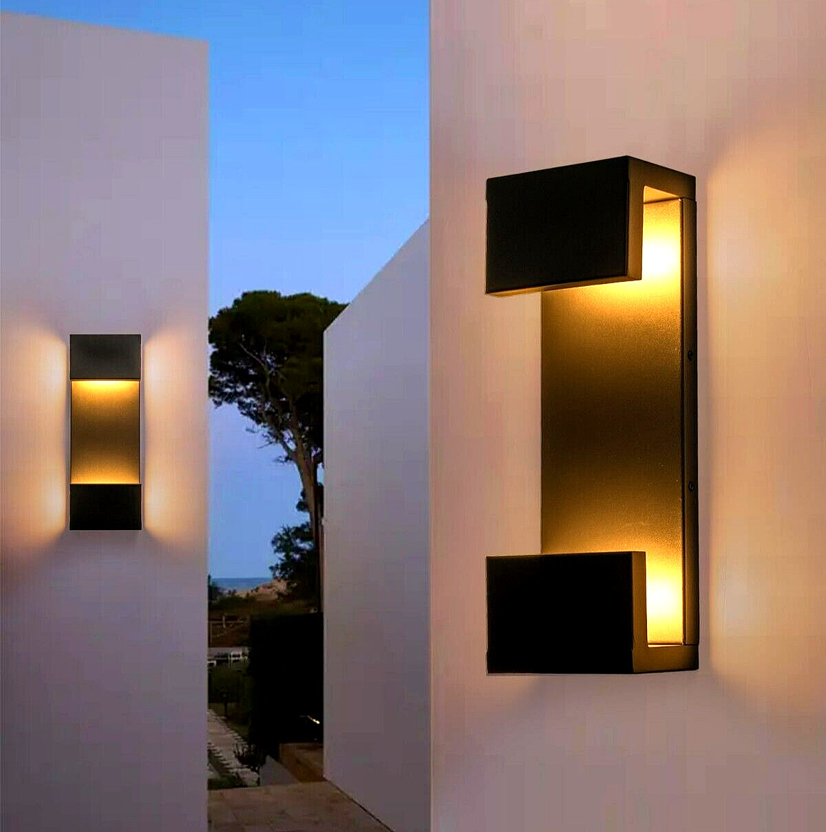 15'' Matte Black Outdoor Wall Lights,Up Down LED Modern Porch Light Wall Sconce gallery