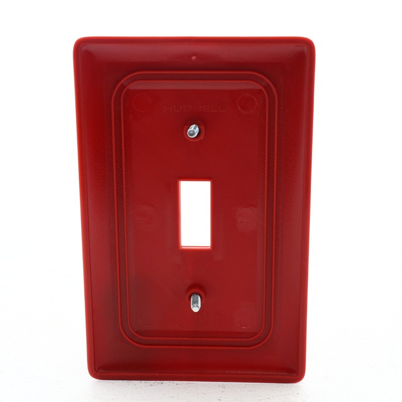 Hubbell RED UNBREAKABLE Mid-Size Toggle Switch Cover Plate Wallplate NPJ1R gallery