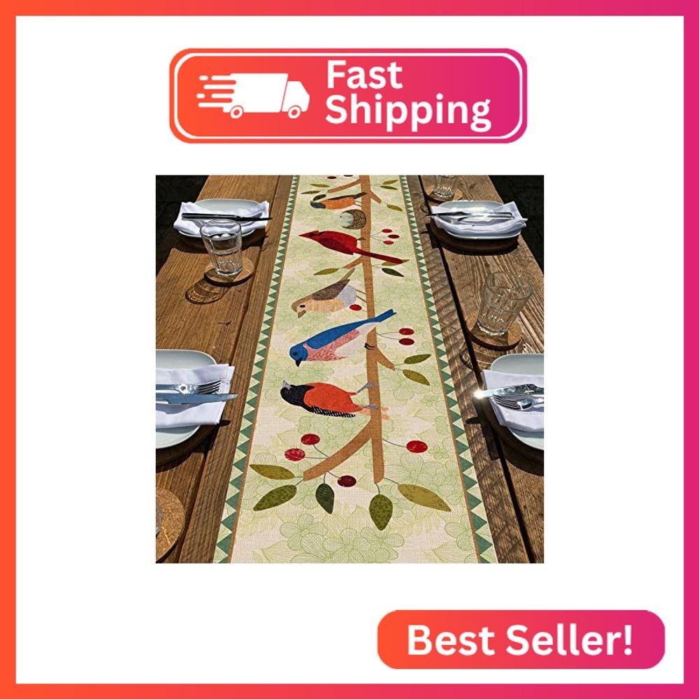 Seliem Summer Birds Tree Branches Table Runner, Cardinal Home Kitchen Dining Dec gallery
