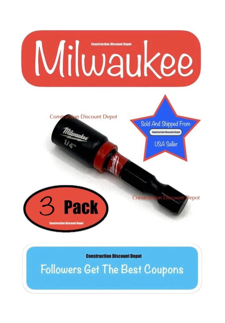 3 PACK Milwaukee Impact Duty 1/4" In. X 1-7/8" In. Magnetic Nut Driver RED gallery