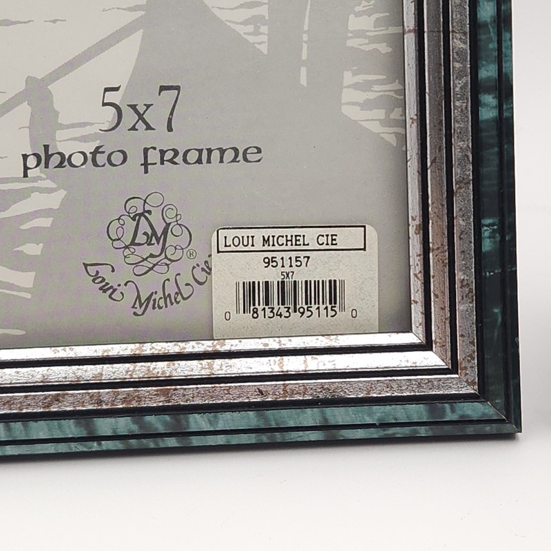 Blue Silver Pictures Frames (2) 3 1/2 x 5" & 5 x 7" Photos Loui Michel Cie Italy gallery