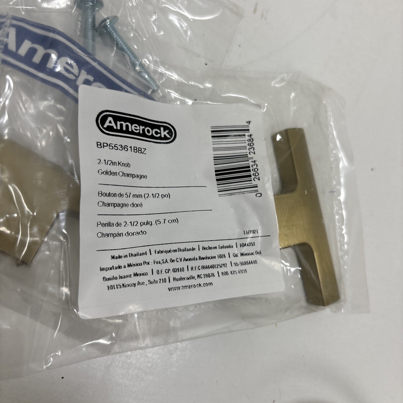 5pack Amerock | Cabinet Knob | Golden Champagne | 2-1/2 inch gallery