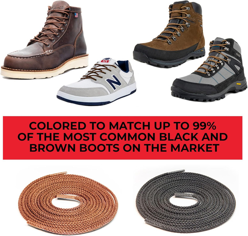 Durable Round Bootlaces - Waterproof, Fire Resistant, 1500 lb Strength gallery