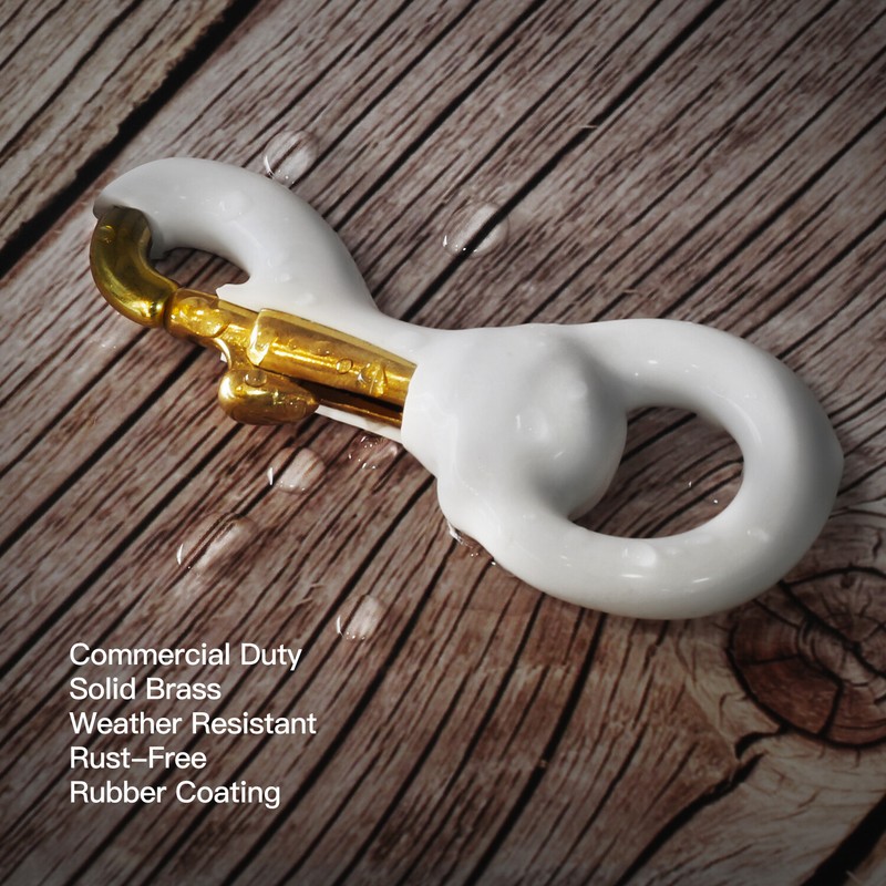 Anley Flag Accessory - 1 Pair White Rubber Coated Brass Swivel Snap Hook 3.3 In gallery
