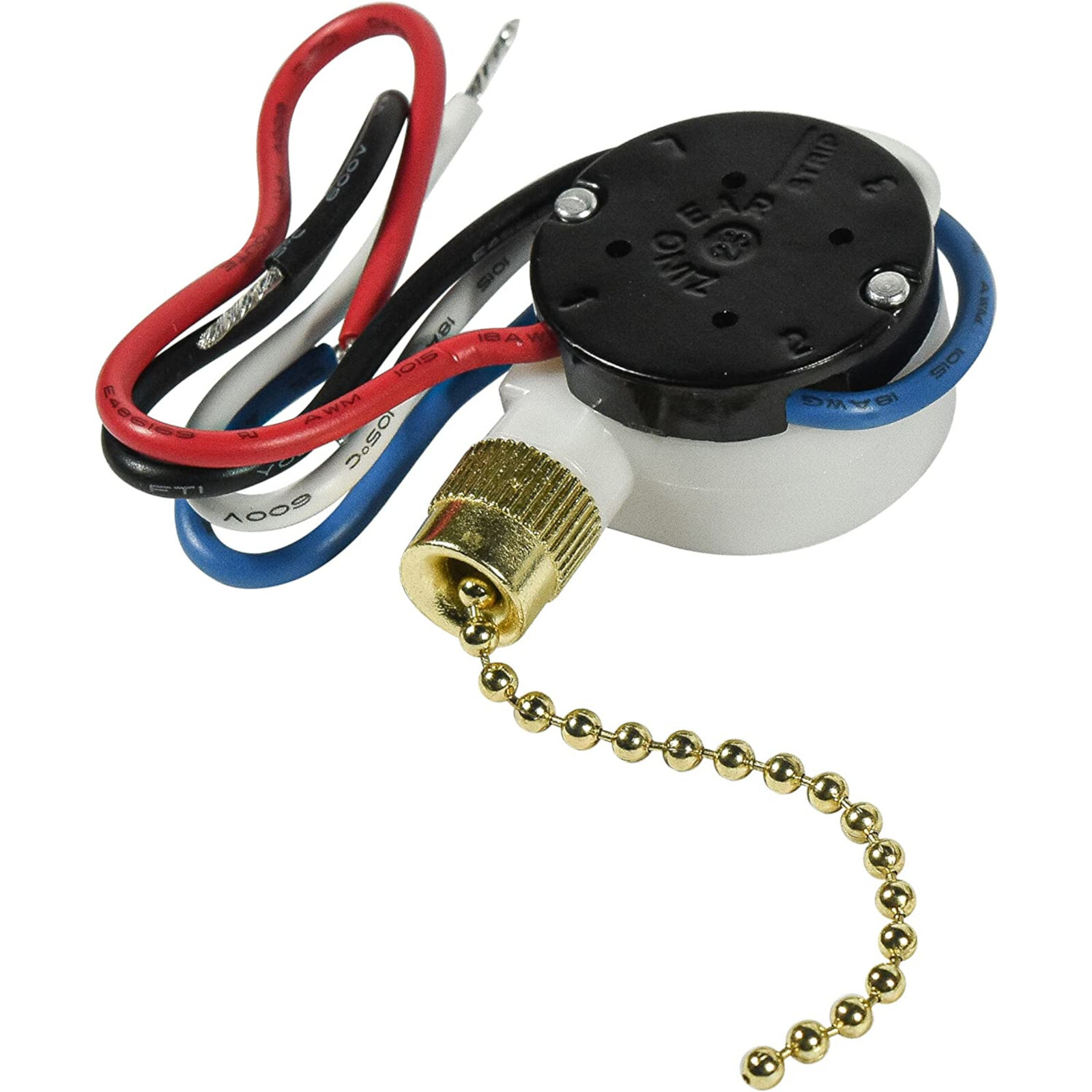 HQRP 3-Speed 4-Wire Ceiling Fan Pull Chain Light Switch 4 Pre-Installed Wires gallery