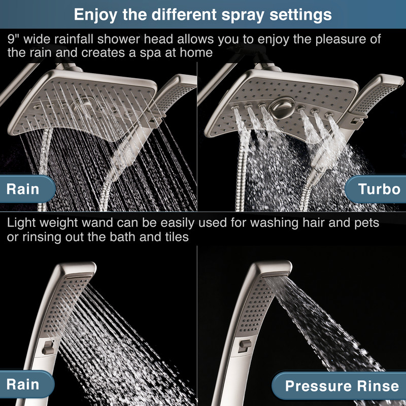 New "Bright Showers" Multi Function Rain Brushed Nickel Shower Head PSS3919-02 gallery