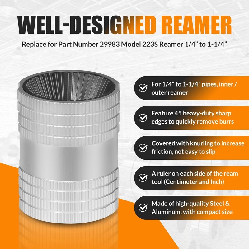 1/4" - 1-1/4" Inner/Outer Reaming Tool Pipe Reamer Replace for 29983 223S Reamer gallery