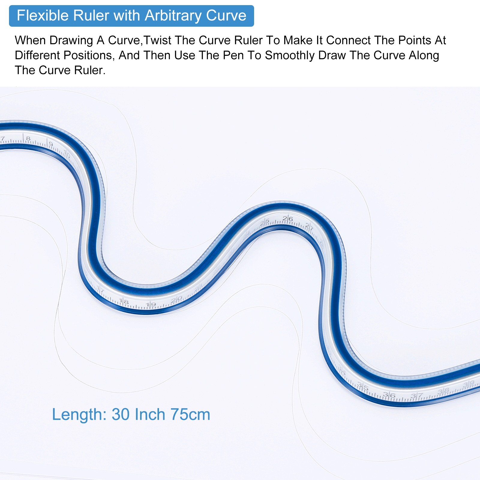 30 Inch 75cm Flexible Curve Ruler Can Be Bent, 1 Pcs, Blue gallery