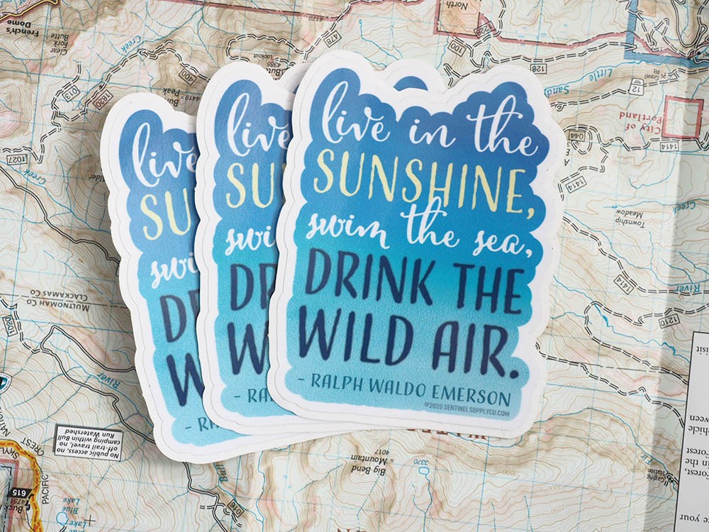 Emerson Quote Sticker - Blue Die Cut gallery