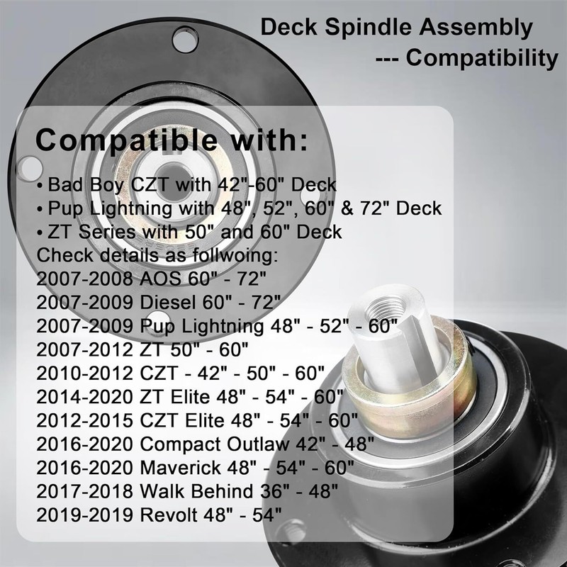 3 Spindle Assembly For Bad Boy Maverick 48", 54" and 60"deck 037601500 gallery