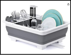 Collapsible Dish Drying Rack Portable Dinnerware Drainer Organizer for Kitchen
