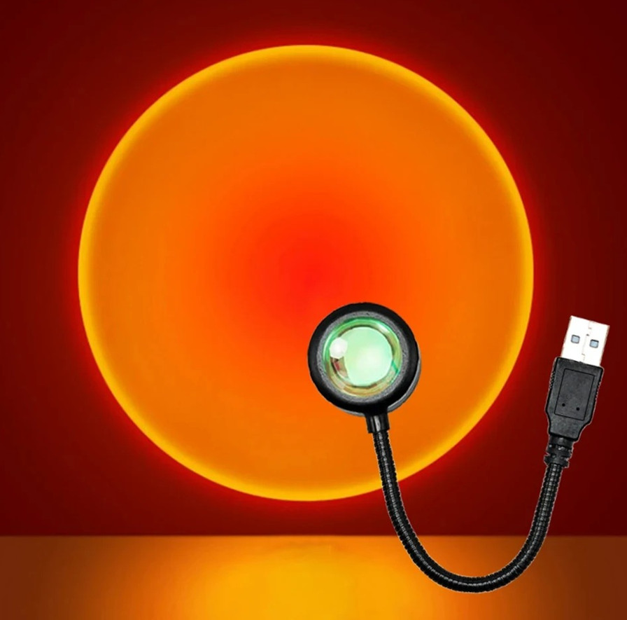 1pc USB Sunset Projector Lamp 360° Rotating Mood Light Decor Lighting Decoration gallery