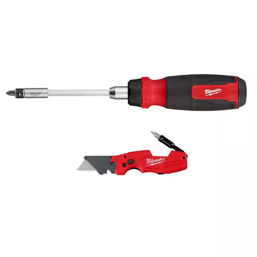 27-In-1 Ratcheting Multi-Bit Screwdriver with FASTBACK 6-In-1 Folding Knife with gallery