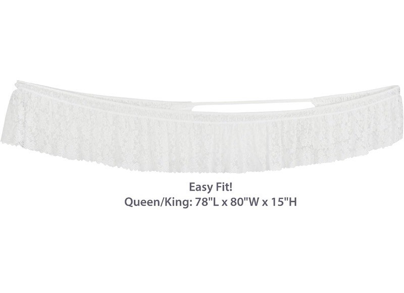 WHITE LACE SCALLOPED ELASTIC BED WRAP AROUND EASY FIT BED SKIRT QUEEN/KING gallery