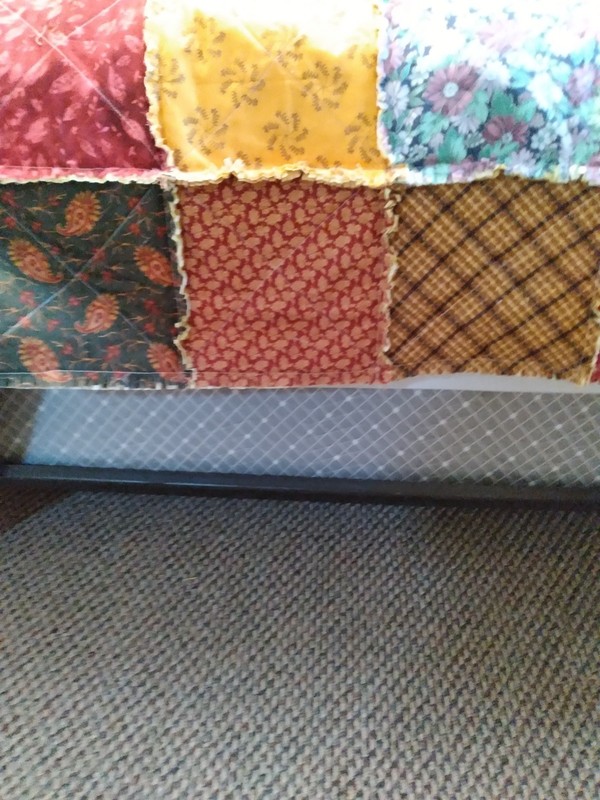 twin/full Patchwork Rag Quilt Multicolor Cotton Quilted. Country 90 x 90 in gallery