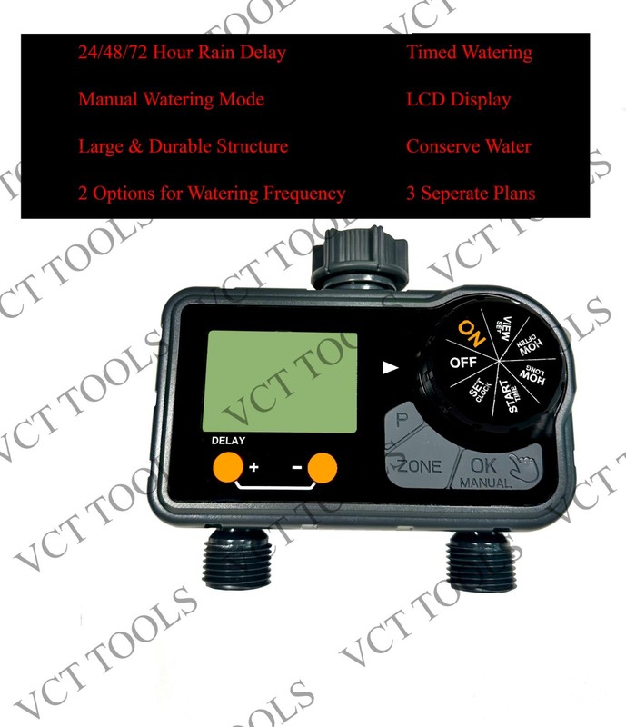VCT Sprinkler Timer 2 Zone Outdoor Garden Water Hose Timer Big Screen gallery