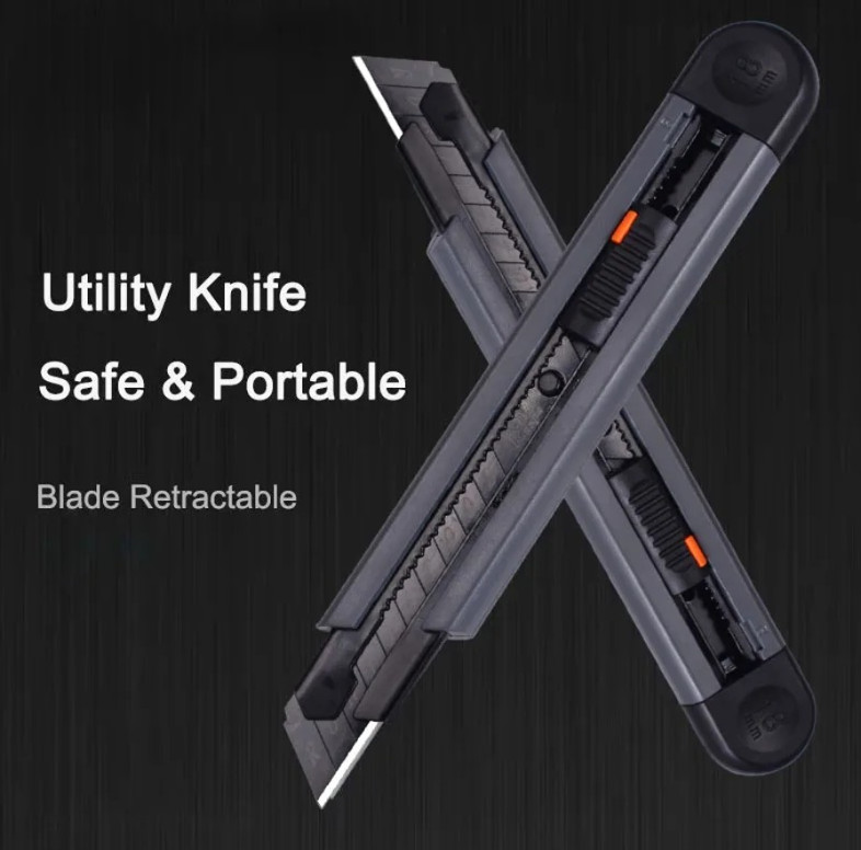 1pc Retractable Utility Knife Carbon Steel Blade Safety Lock Craft Cutter - NEW gallery