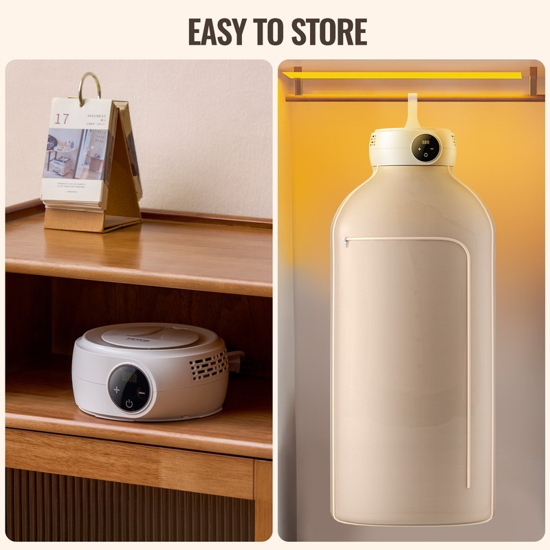 VEVOR Portable Clothes Dryer PTC Heating & LED Display Dryer Bag 5-H Timer 600W gallery