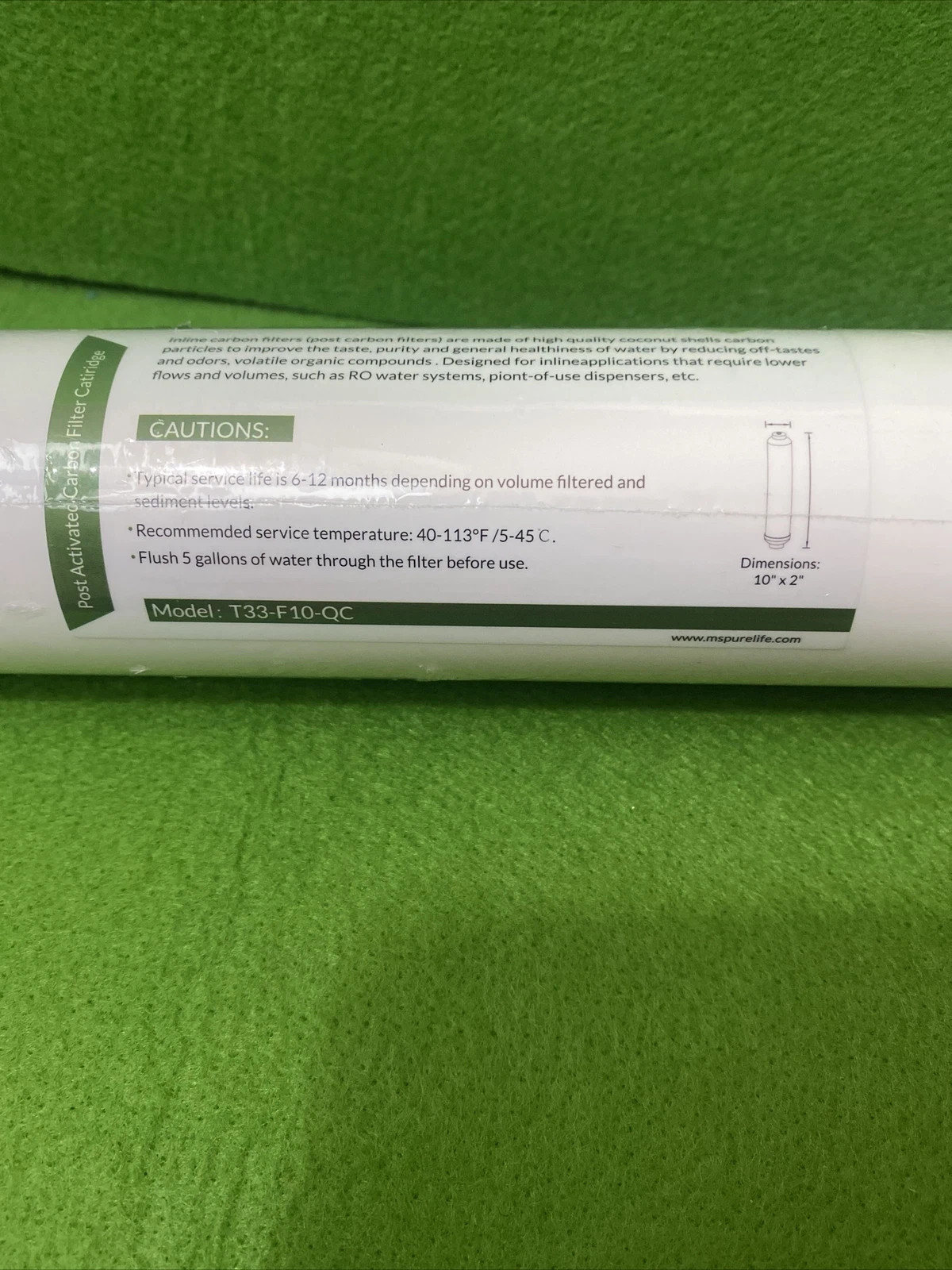 1 Pack T33-F10-QC Inline Activated Carbon Post Filter RO - Membrane Filter!!!!!! gallery