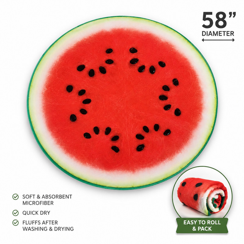 Giant Round Watermelon 🍉 Beach Towel | Mainstays gallery