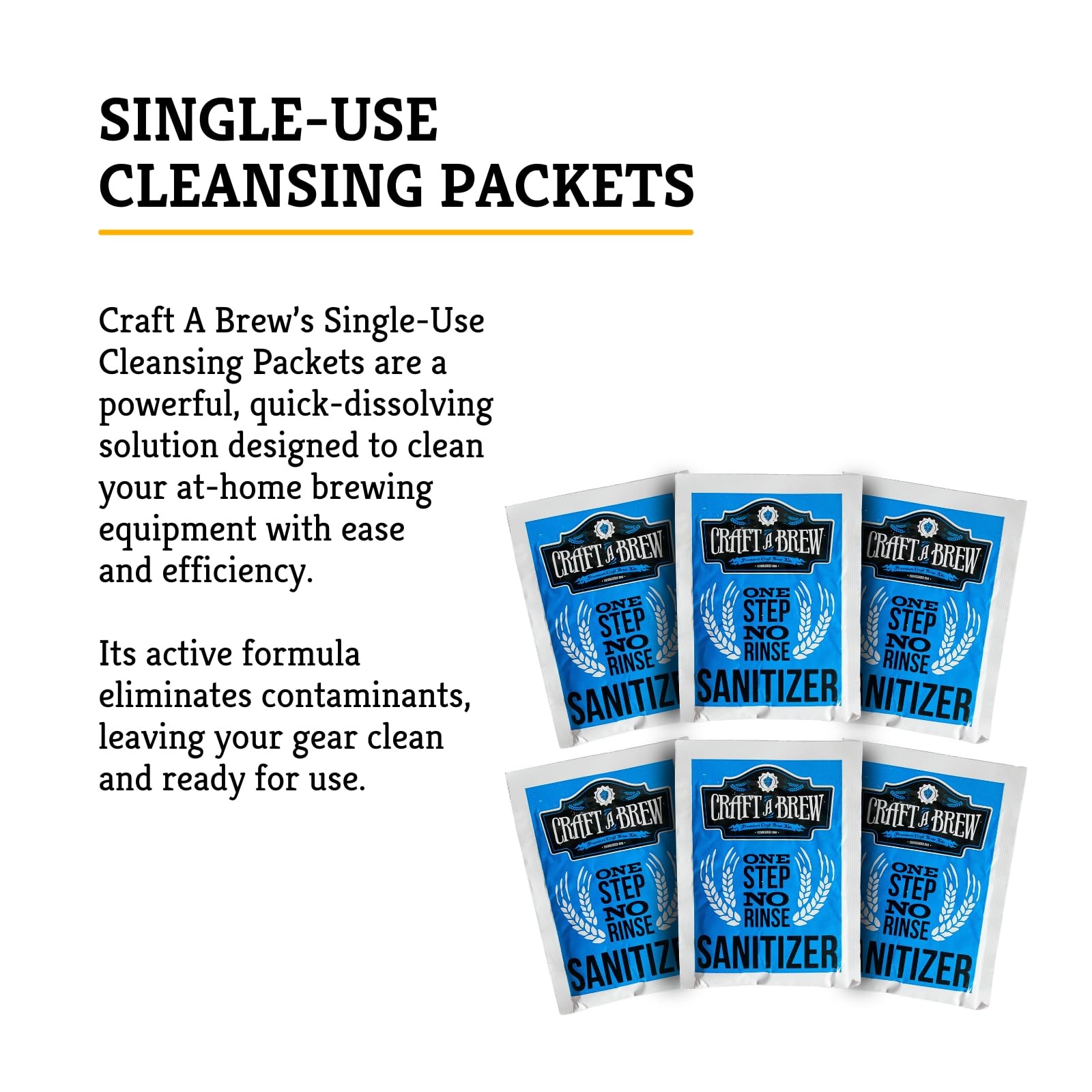 6 Pack Single-Use Cleansing Packets, Home Brewing, No-Rinse, 2-Gallon Solution gallery