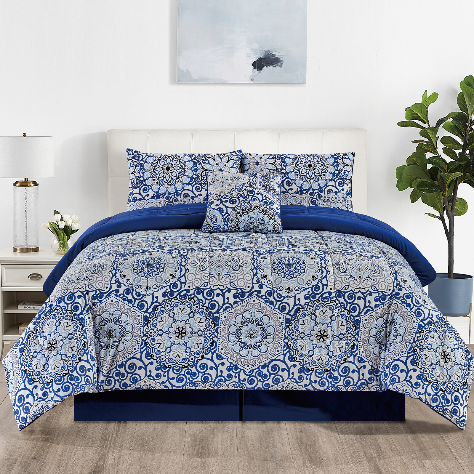 5 Piece Reversible Comforter Set Down Alternative Duvet Insert Quilt Bedding Set gallery