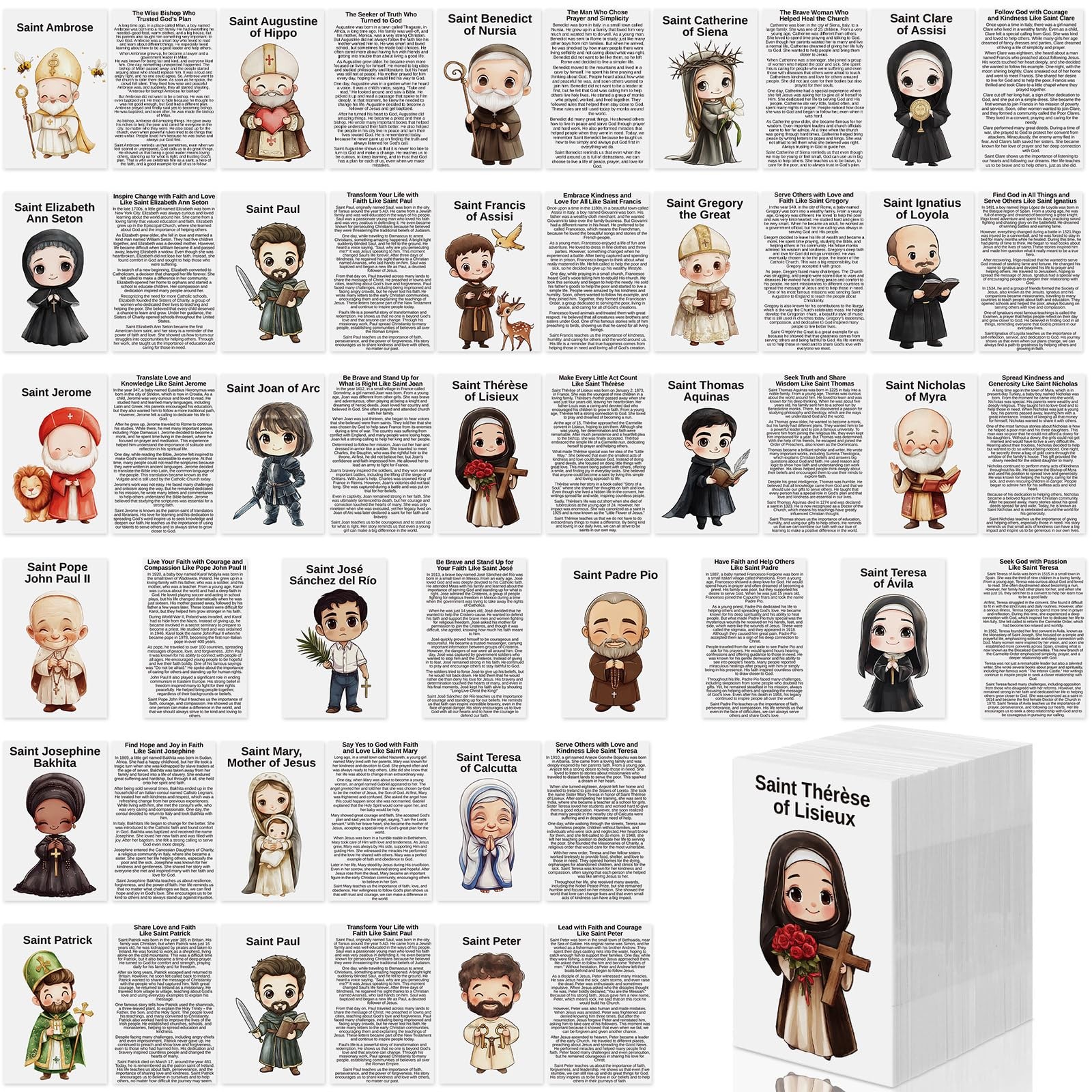 Catholic Prayer Cards 120 Pcs Saint Stories Bookmark Religious Education Activit gallery