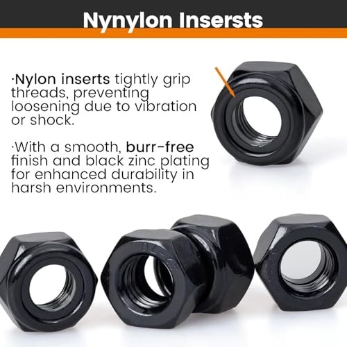 Nylon Insert Hex Lock Nuts - 30Stainless Steel - Black Finish - Coarse M14 4 gallery