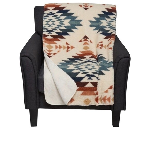 NWT Pendleton Peak Canyon Multicolor Sherpa Throw Fleece Blanket Southwest Aztec gallery