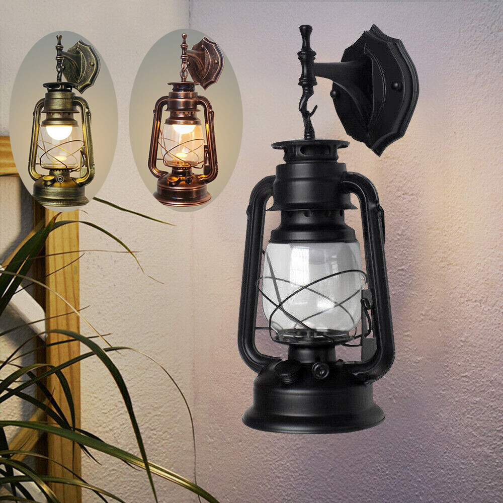 Vintage Rustic Outdoor Wall Sconce Lantern Lamp Retro Antique Light Fixture E27 gallery