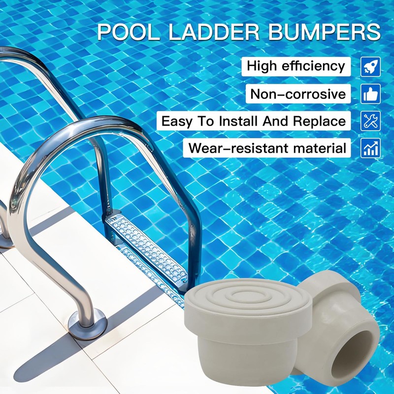 Pool Ladder Bumpers Inground Replace Rubber End Plugs 1.90 Inch White 2 Pack gallery