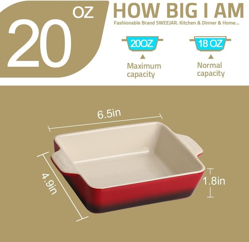 Ceramic Baking Dish, Rectangular Small Baking Pan with Double Handles, 20 Oz ... gallery