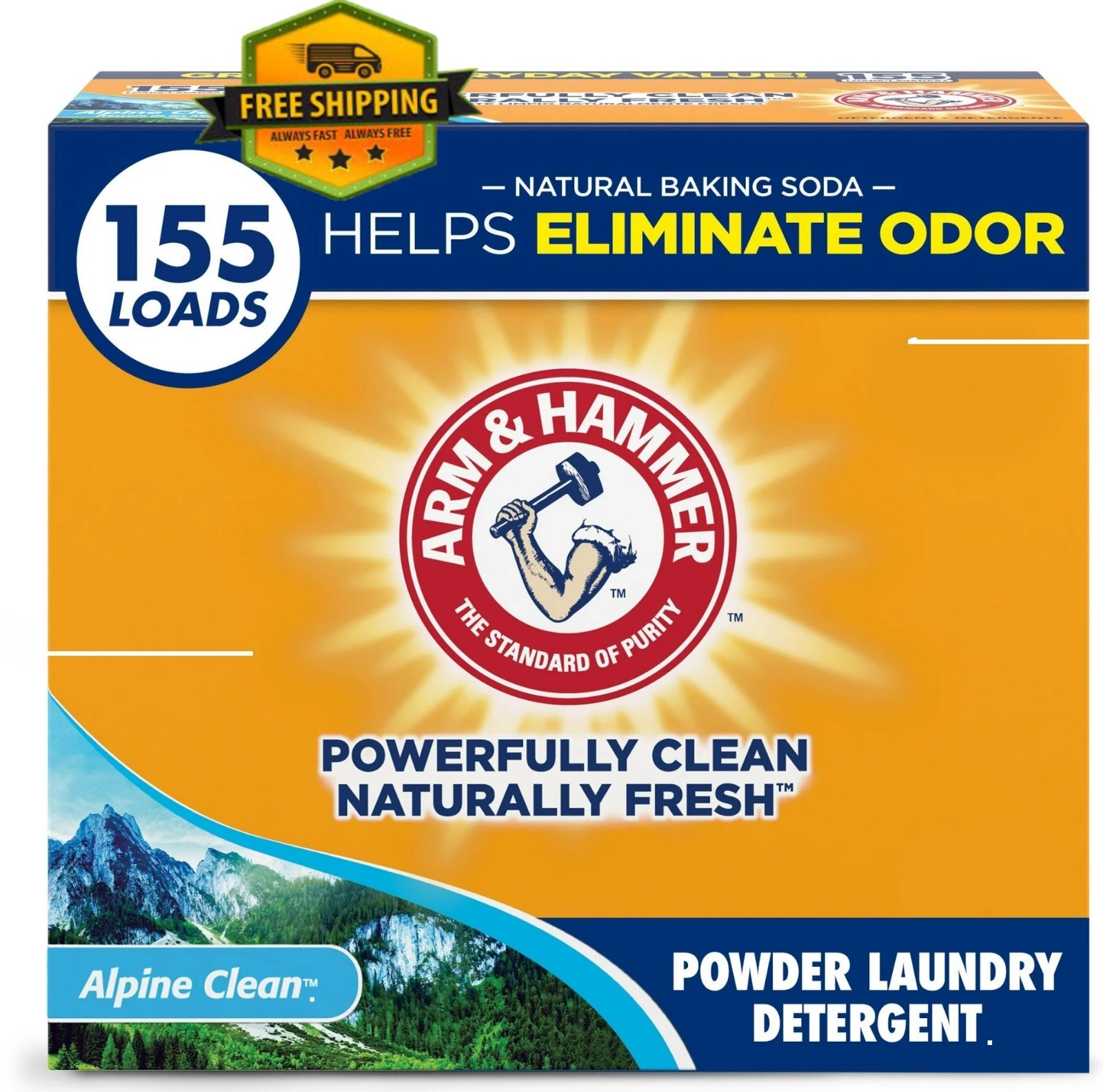 ARM & HAMMER Powder Laundry Detergent, Alpine Clean, 9.56 lbs, 155 Loads gallery