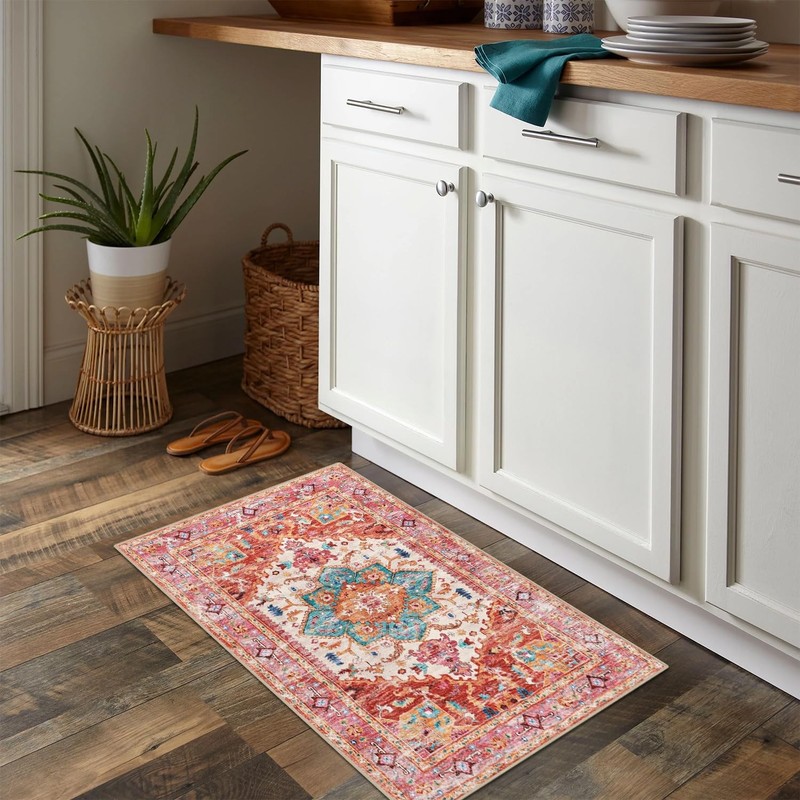 Yamaziot Washable Area Rug, 2x3 Small Entryway 2' x 3' (Rectangular), Pink gallery