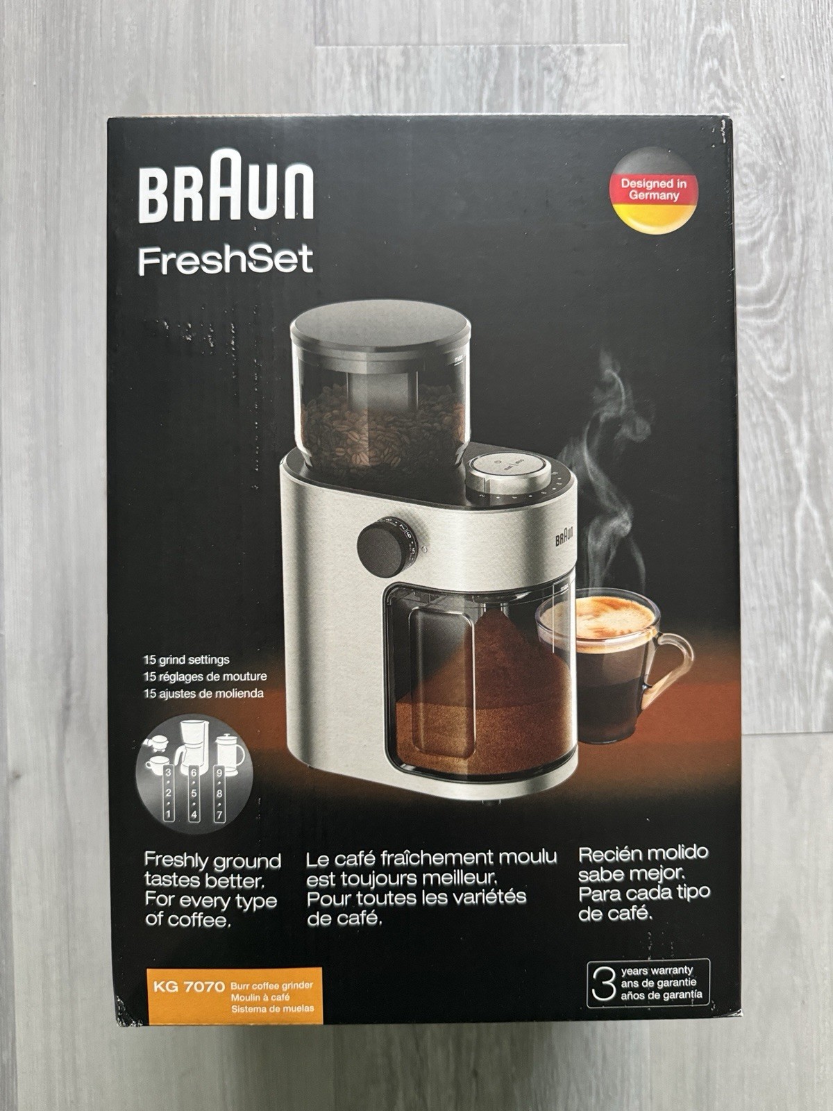 Braun KG7070 FreshSet Burr Coffee Grinder 2-12 Cups Stainless Steel NEW gallery