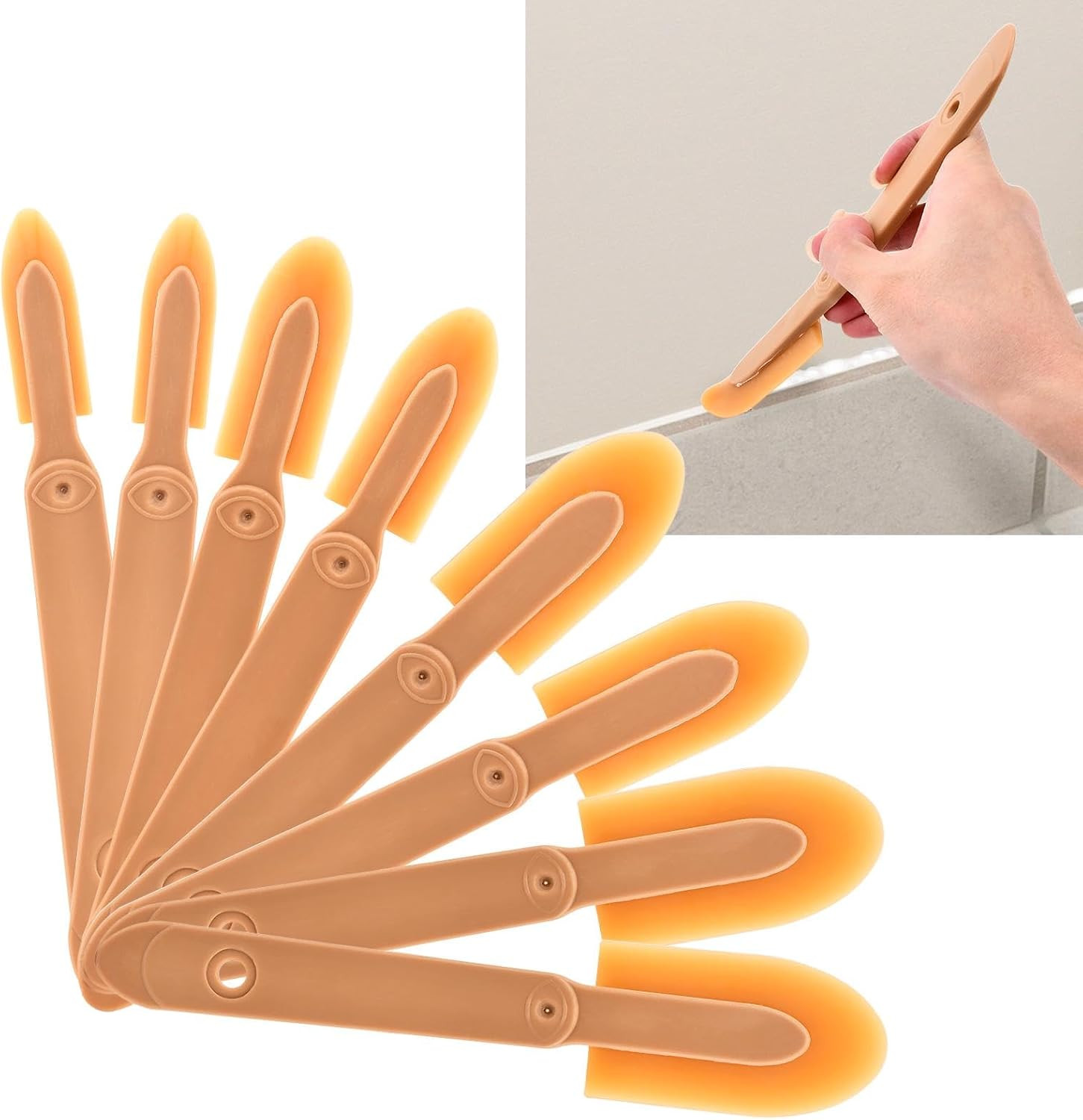 8Pcs Rubber Caulking Tool 4 Size Set, Reusable Sealant Spatula Spreader, Caul... gallery