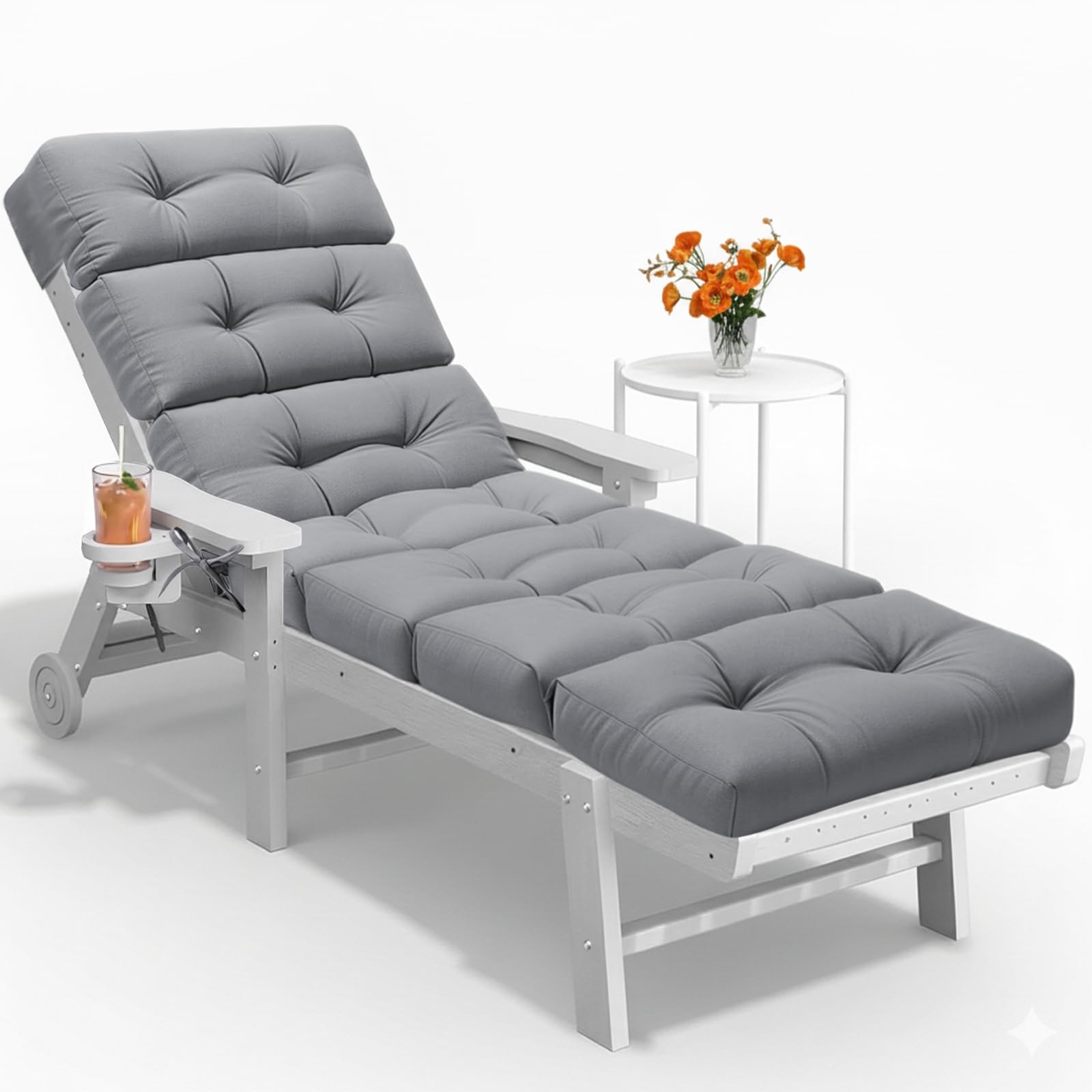 All Weather Chaise Lounge Cushions Outdoor 74.4 x 22 x 4 Inches Lounge Chair ... gallery