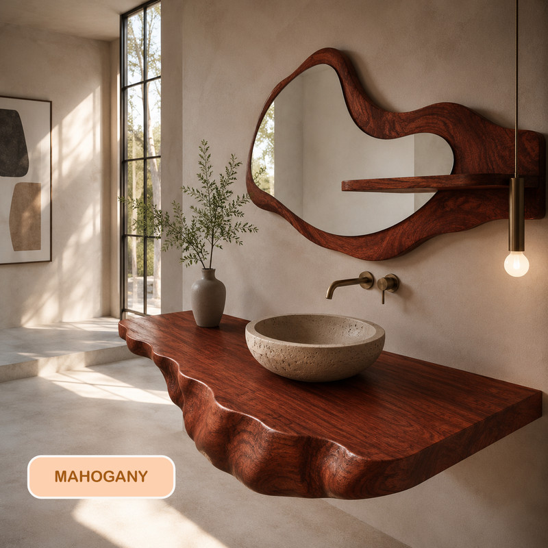 Bathroom Vanity Modern Rustic Solid Wood Live Edge Floating Sink CounterBathroom gallery