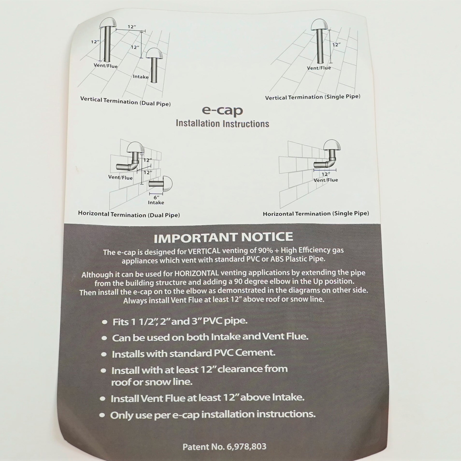 Supco ECAP321 PVC Rooftop Cap Flue Cap Vent Plumbing 1-1/2", 2", 3" Pipe Size gallery